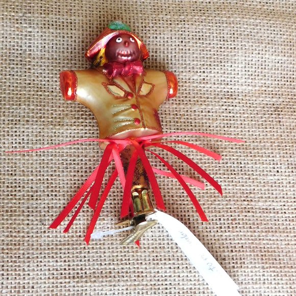 Scarecrow Hand Blown Glass Clip On Ornament- Ornaments to Remember NIP - Picture 2 of 9